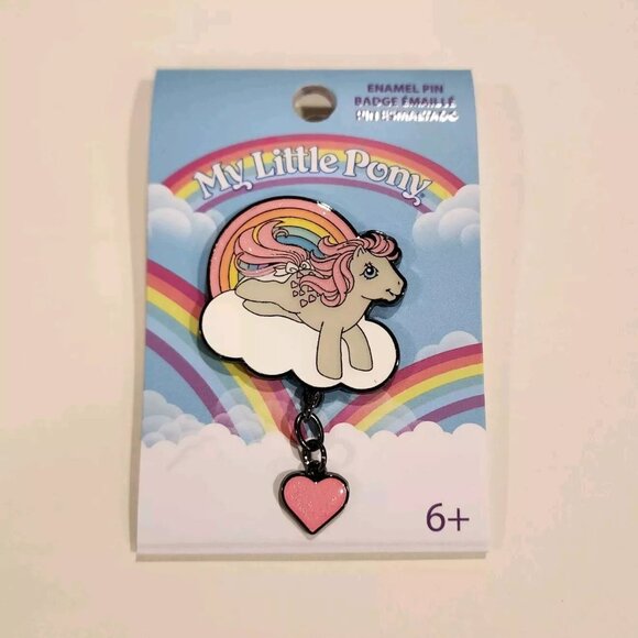 Loungefly My Little Pony Heart Dangle Rainbow Glitter Enamel Pin NEW - Picture 2 of 10